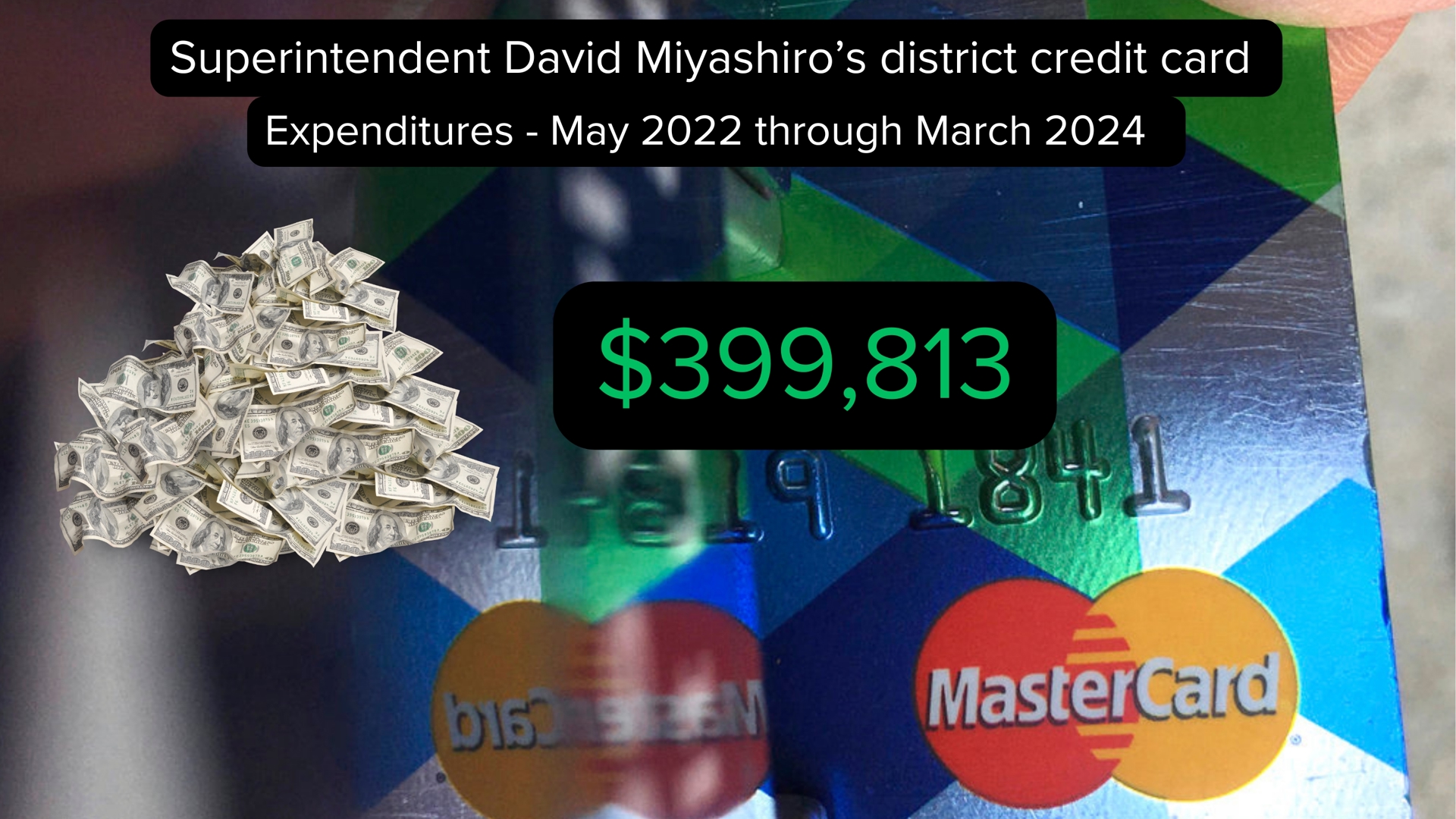 In 21-month, Superintendent David Miyashiro spent $399,813 on his district-issued credit card.