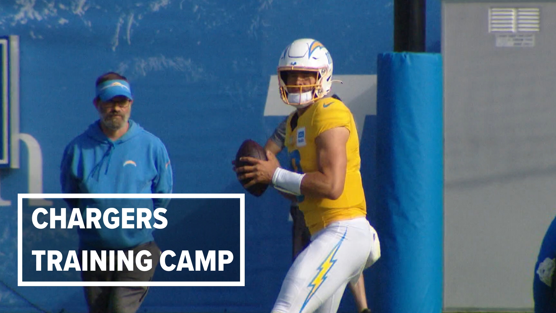 CBS 8's Jake Garegnani caught up with the Bolts and has an update on Justin Herbert's injury and thoughts from new coach, Jim Harbaugh on the team.