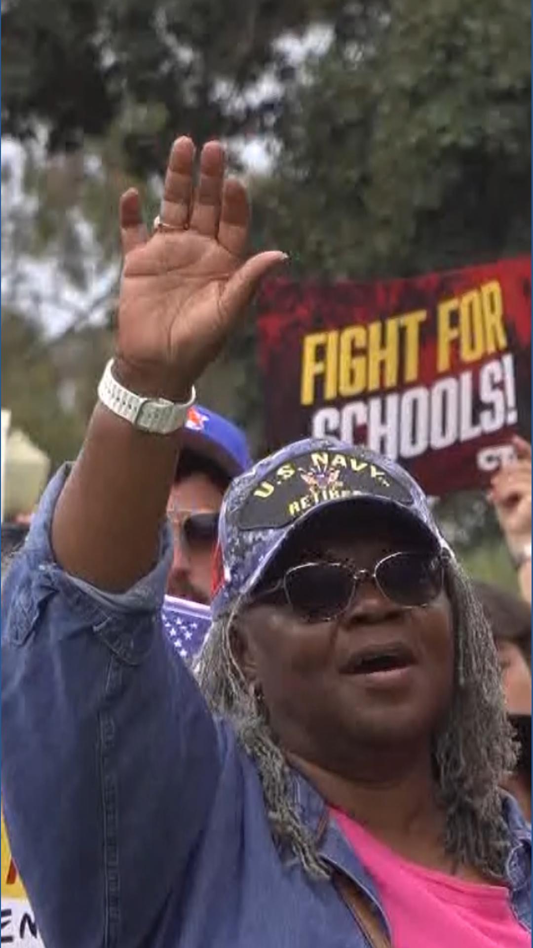 San Diego teachers protest proposed Education Dept. budget cuts | cbs8.com