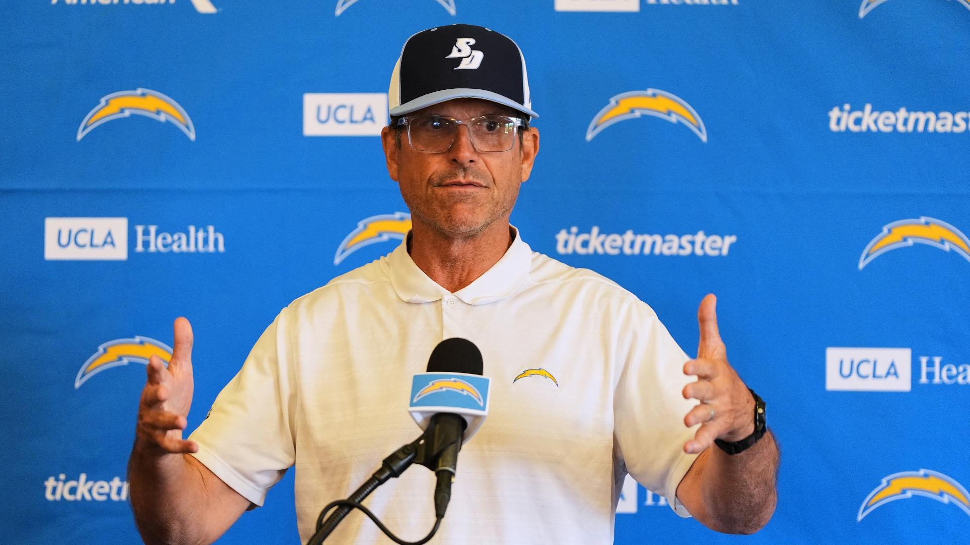 The team held the first of two practices at the University of San Diego stadium, where Jim Harbaugh began his head coaching career in the mid-2000s.