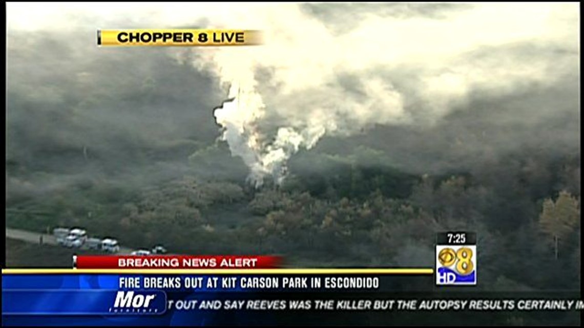 Fire breaks out at Kit Carson Park in Escondido