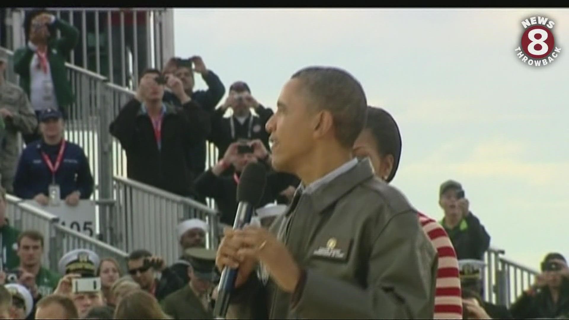 President Barack Obama visited San Diego to watch North Carolina face Michigan State in the inaugural Carrier Classic game aboard the USS Carl Vinson in Nov 2011.