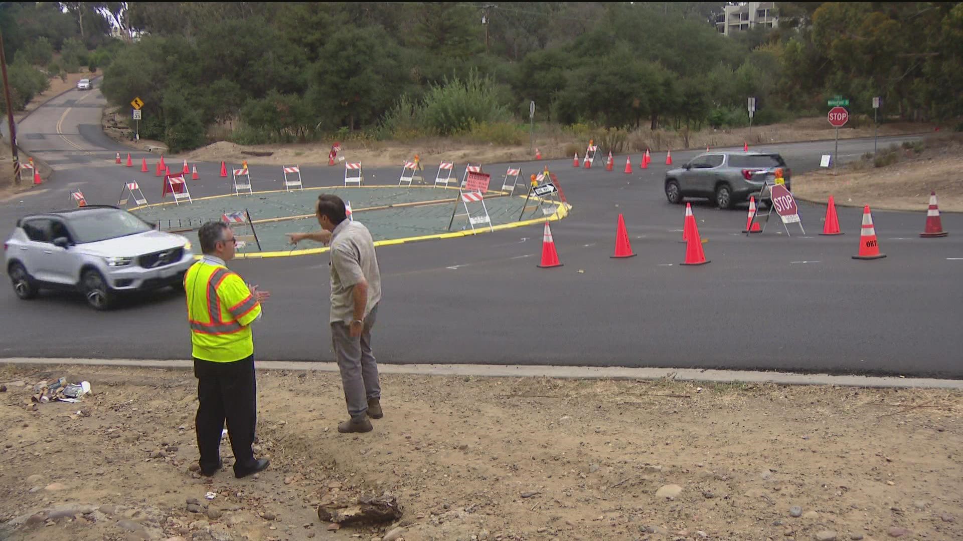 CBS 8 went to the intersection of Morely Field Dr. and Florida Dr., where the city's newest quick build roundabout is located.