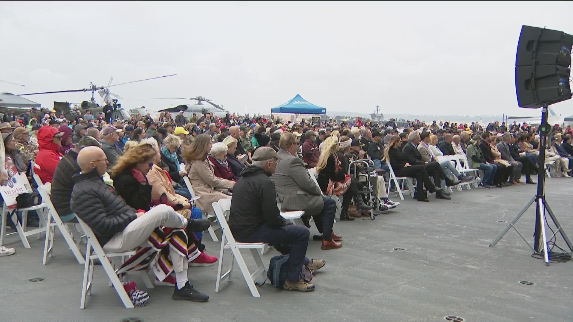 The ceremony included four guest speakers, all directly impacted by the war, as well as a wreath laying and ceremonial aircraft flyover.