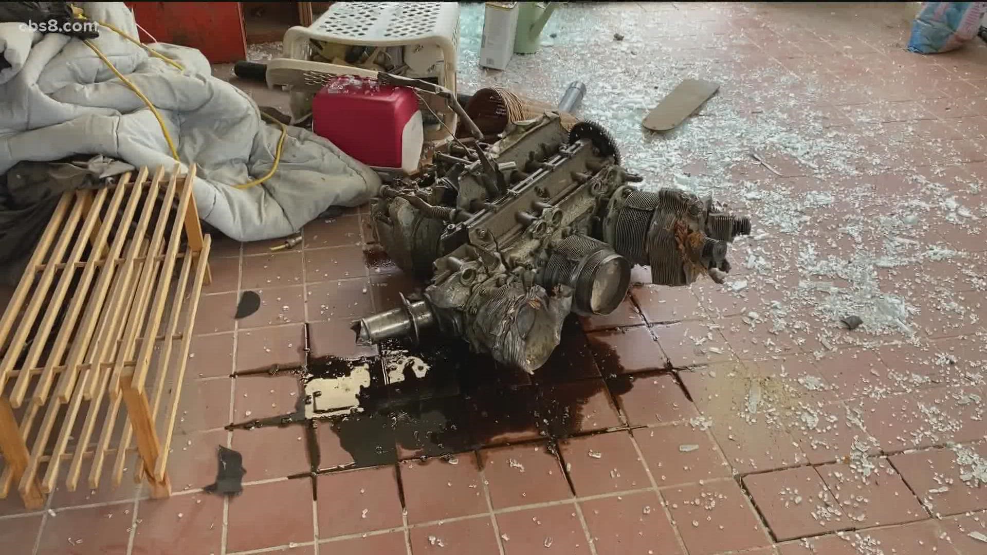 One resident had an engine end up in his sunroom and found an oil plug, a sensor, a control knob, and ducting that appear to be from the plane, but also other items.
