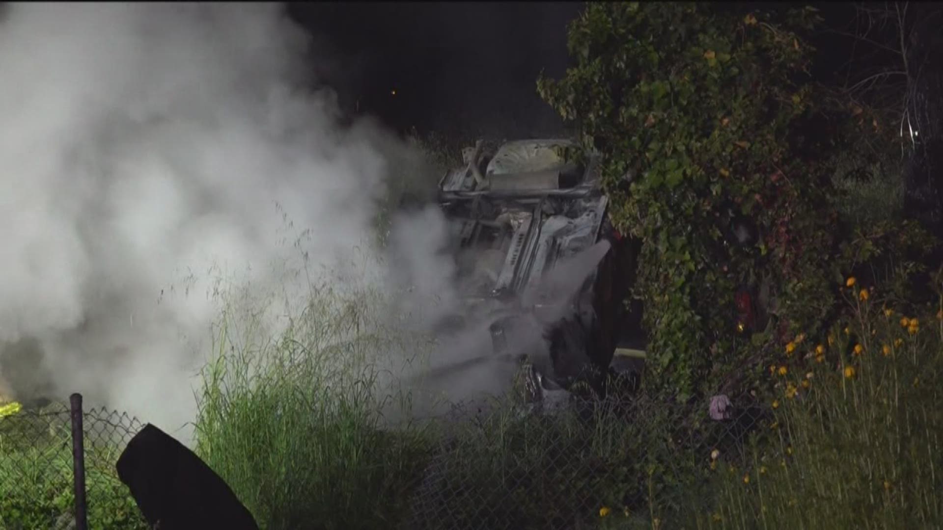 A motorist was killed after going up an embankment and hitting two trees in a fiery rollover crash in Grantville.