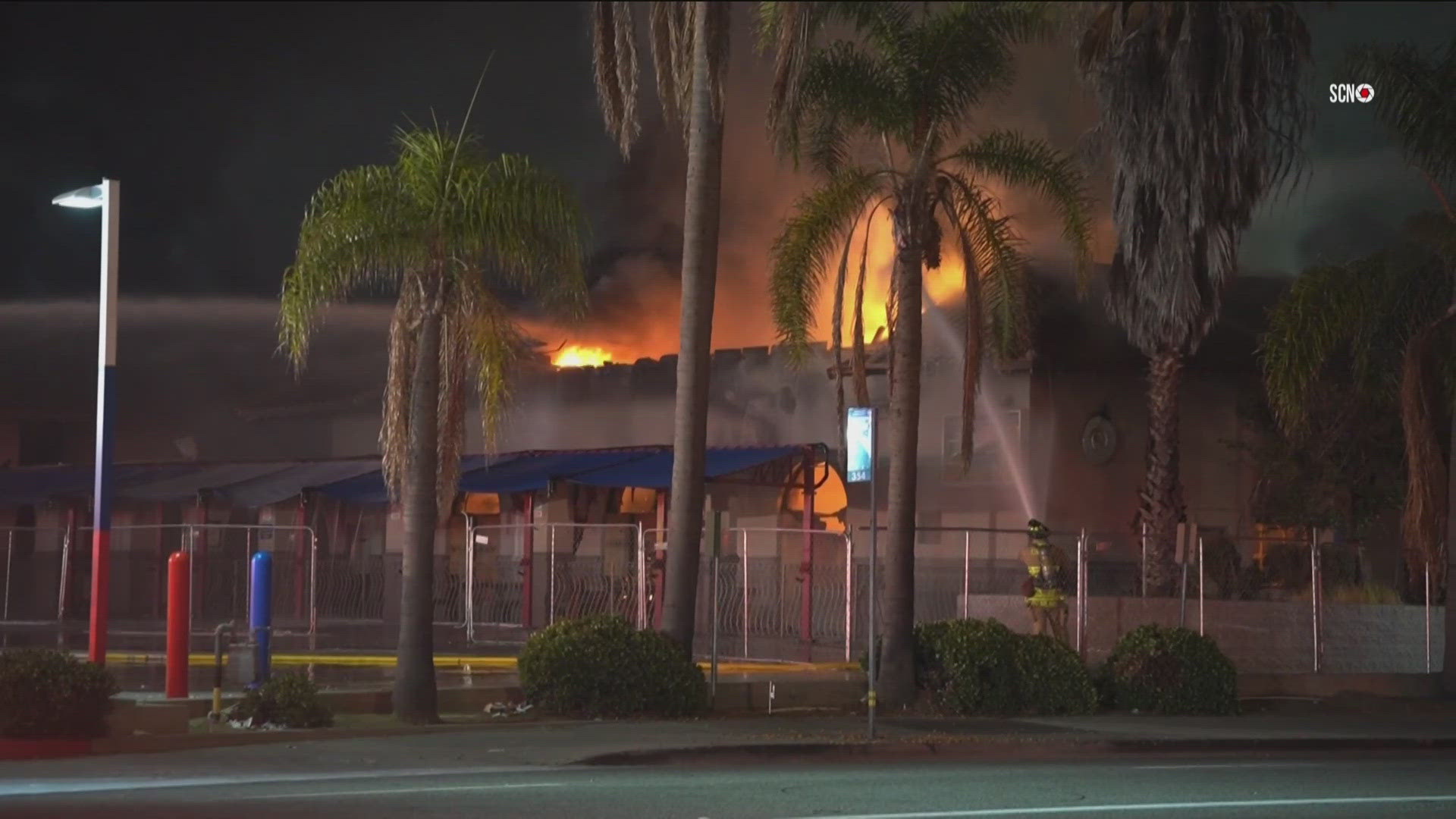 Multiple fire crews battled a commercial fire at an unoccupied car wash on North Escondido Boulevard Thursday morning.