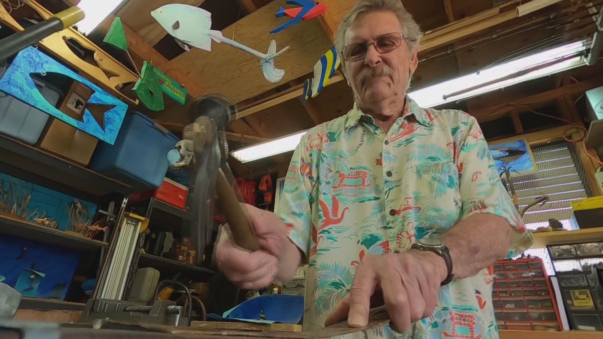 Oceanside Marine survives war and cancer but keeps on smiling by turning trash to treasure with his Junk Art.