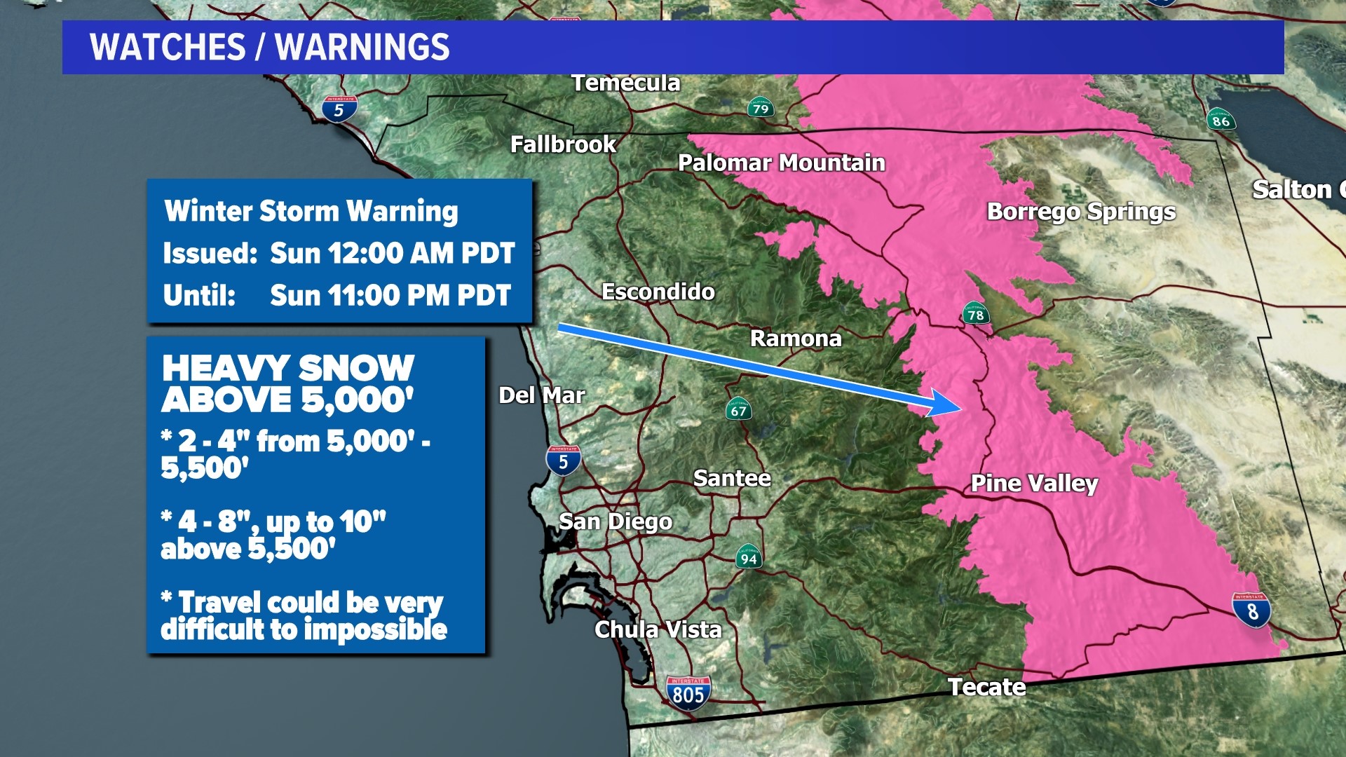 Storm to bring wind, rain, snow to San Diego County this weekend | cbs8.com