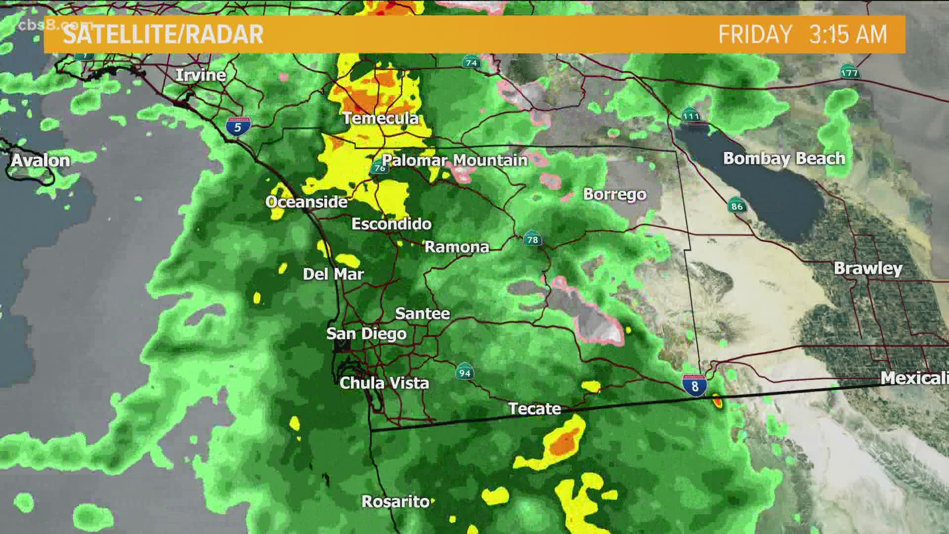 A winter storm is making its way down the coast of San Diego County and is expected to continue through Friday.