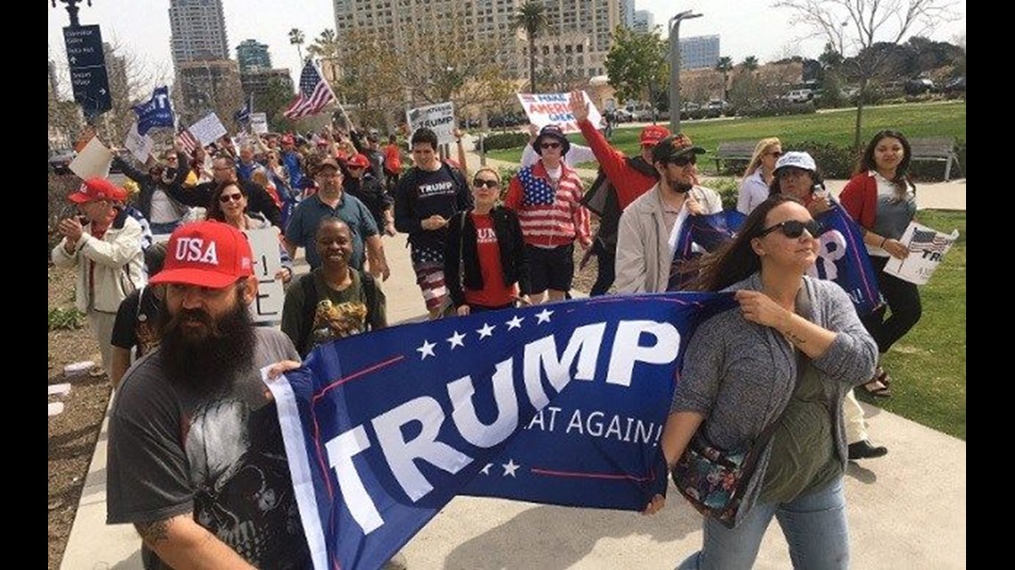 Hundreds attend rallies both for and against Trump in San Diego | cbs8.com
