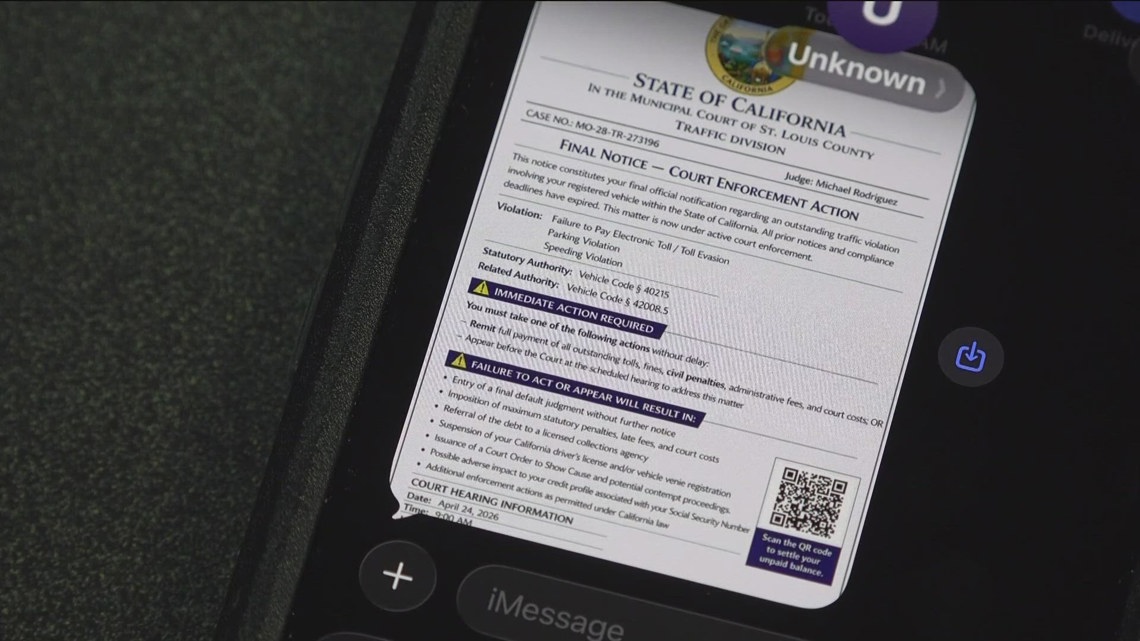 Fake traffic violation texts circulating, designed to look like court notices