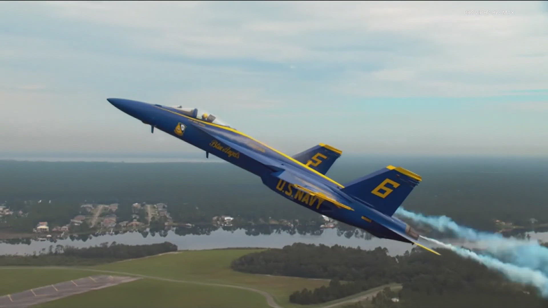 Former Blue Angels flight leaders attend IMAX screening with nearly 100 active-duty and retired service members for Warrior Foundation Freedom Station.