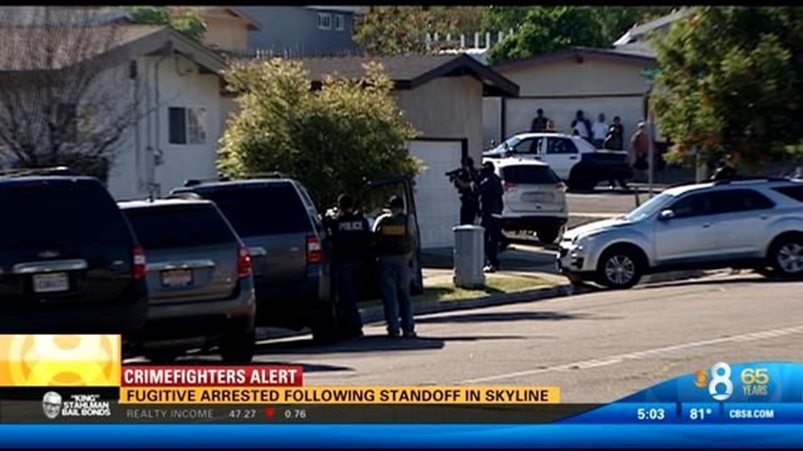 Fugitive arrested following standoff in Skyline | cbs8.com