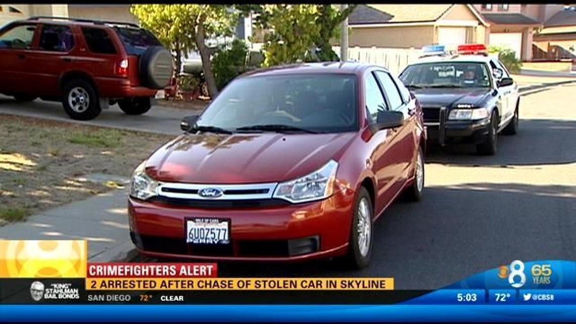 2 arrested after chase of stolen car in Skyline | cbs8.com