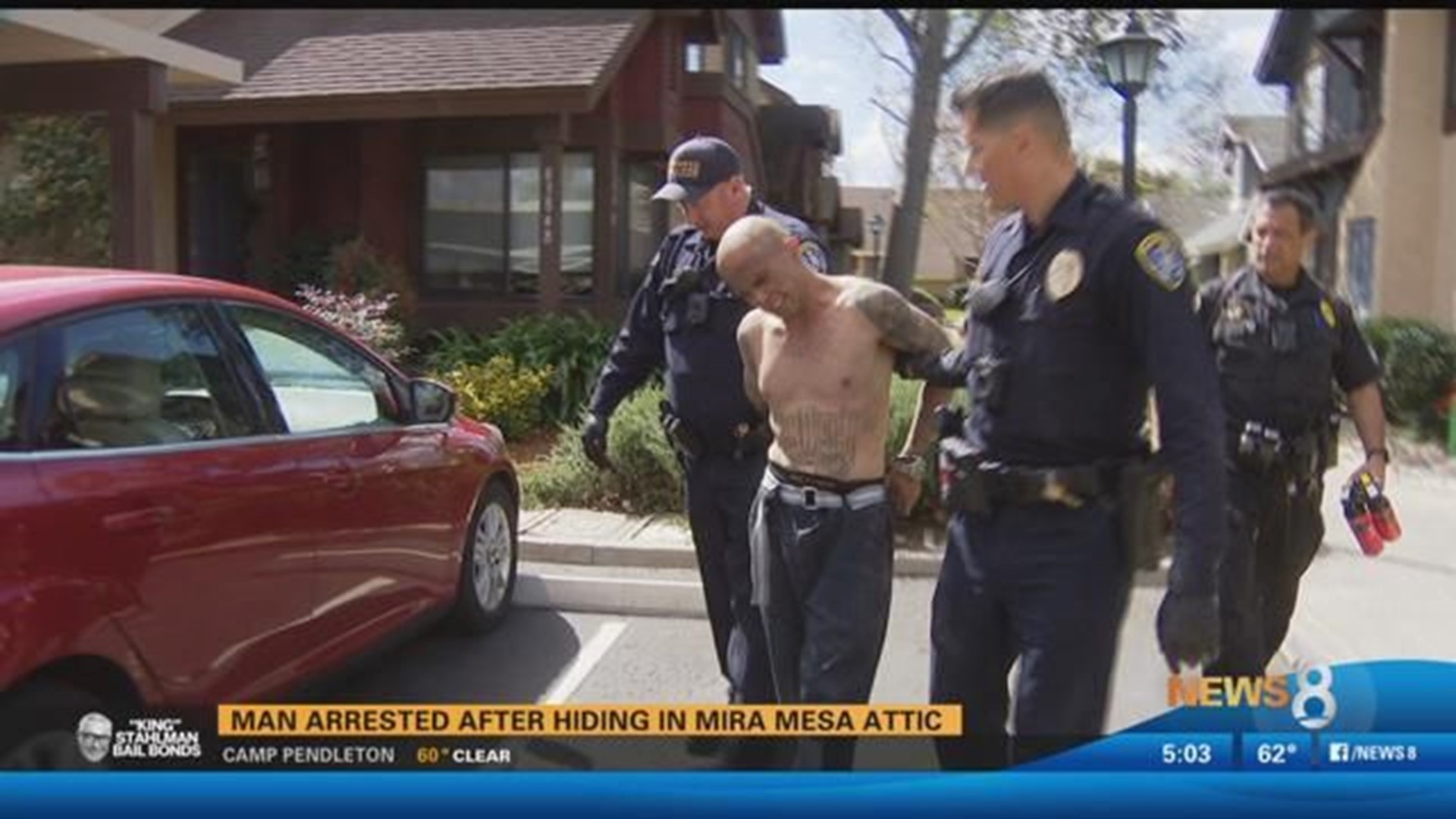 Man arrested after hiding in Mira Mesa attic
