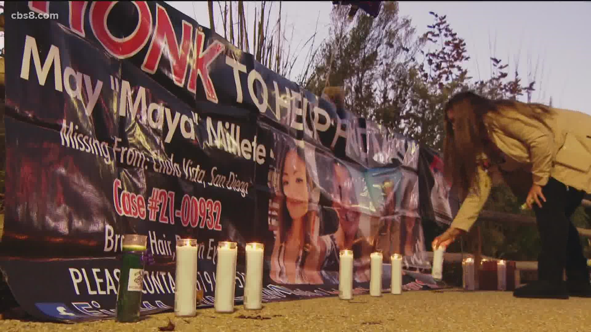 A vigil for Maya Millete is scheduled to be held Friday at San Miguel Park at 6 p.m. in Chula Vista.