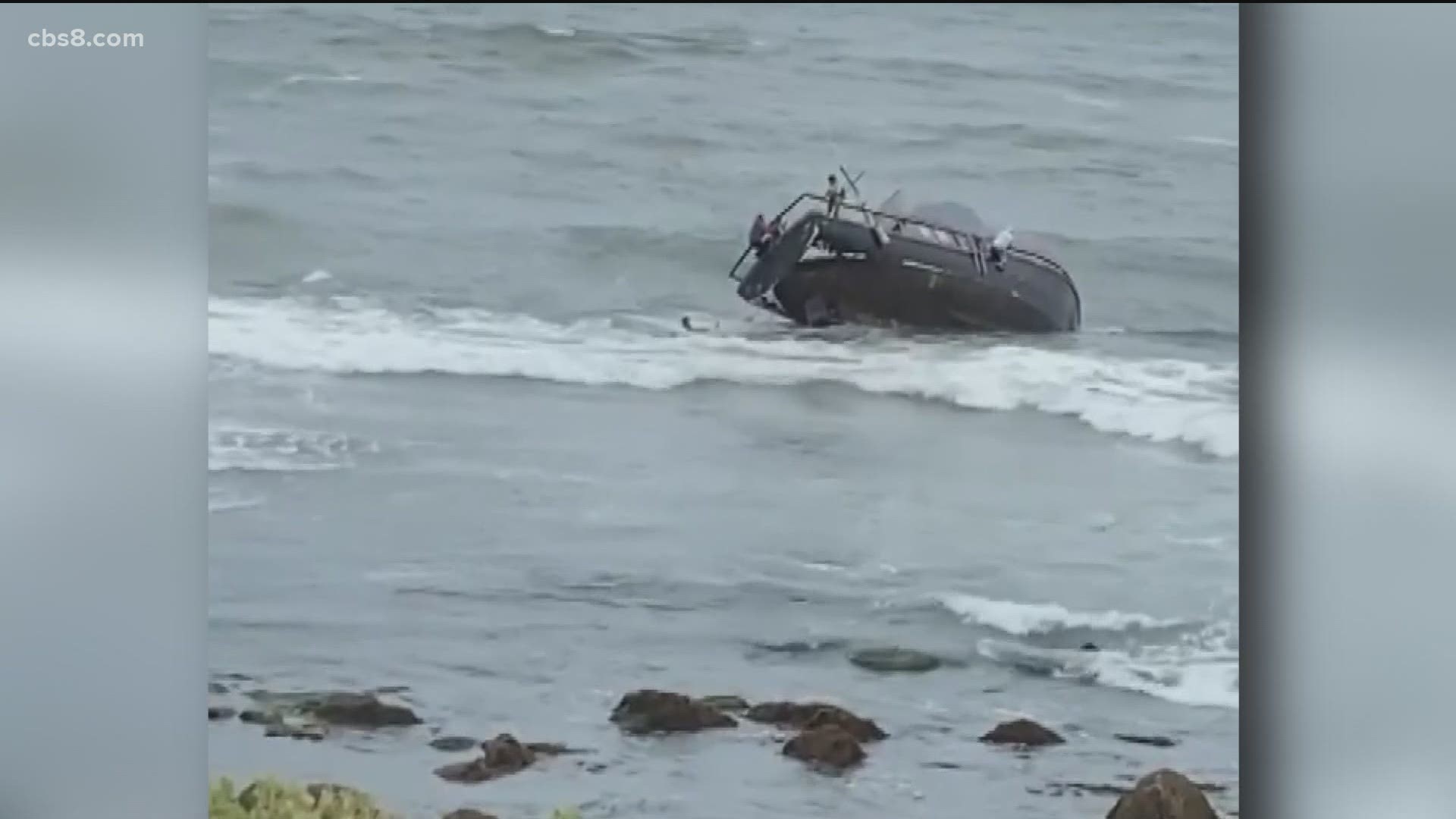 At lease three people died when the suspected smuggling boat broke apart on rocks at Point Loma.