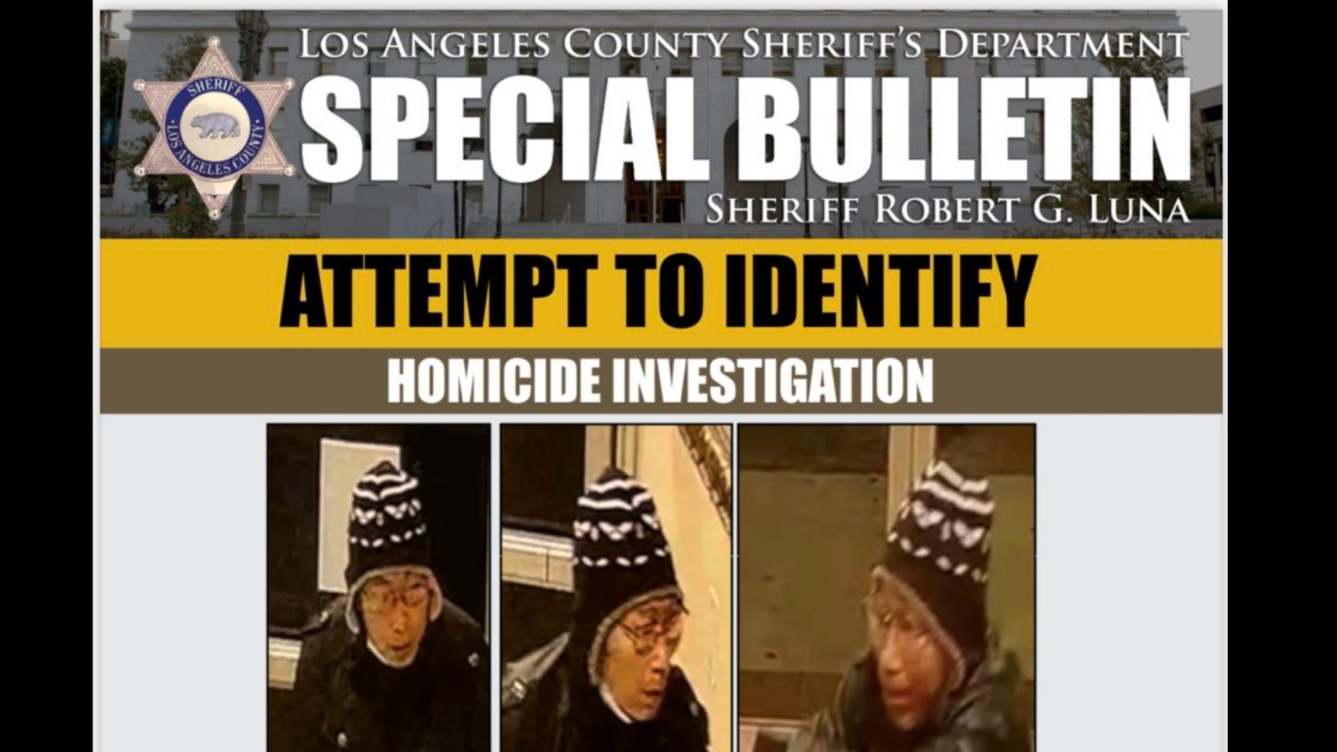 During an afternoon briefing, officials released the photo of the suspect in the LA area shooting that killed 10, injuring 10 more.