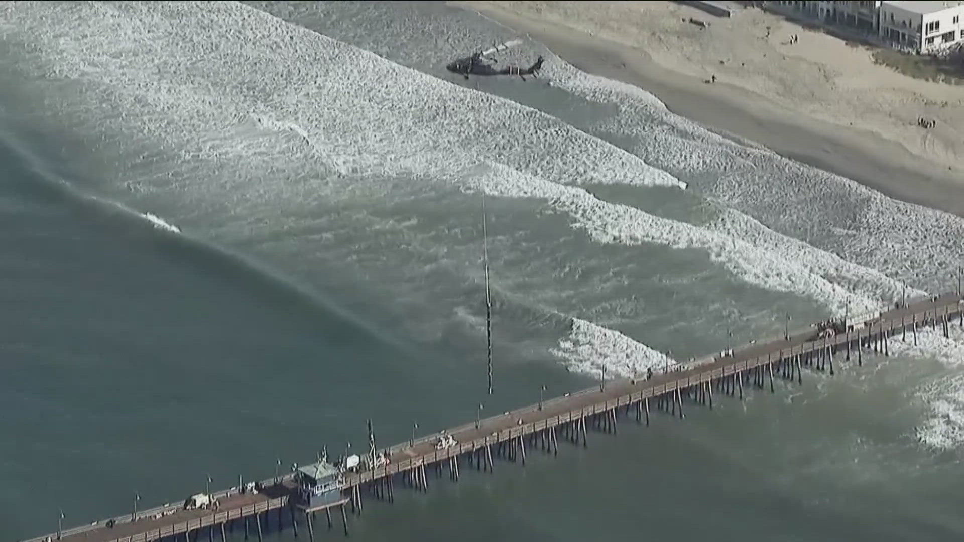 The pier is temporarily closed through Friday as workers replace pilings