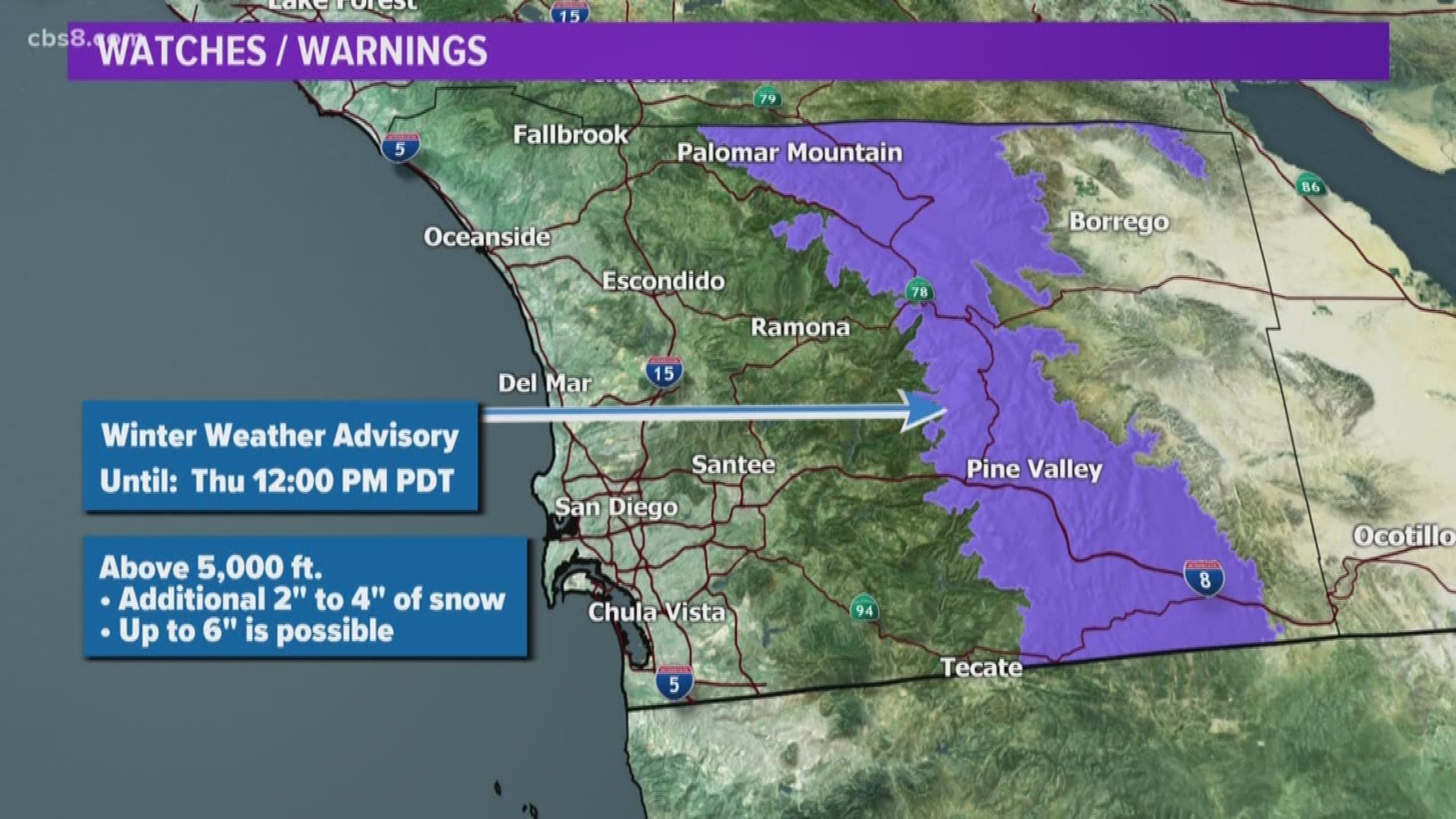 More rain ahead for San Diego County, snow and thunderstorms possible