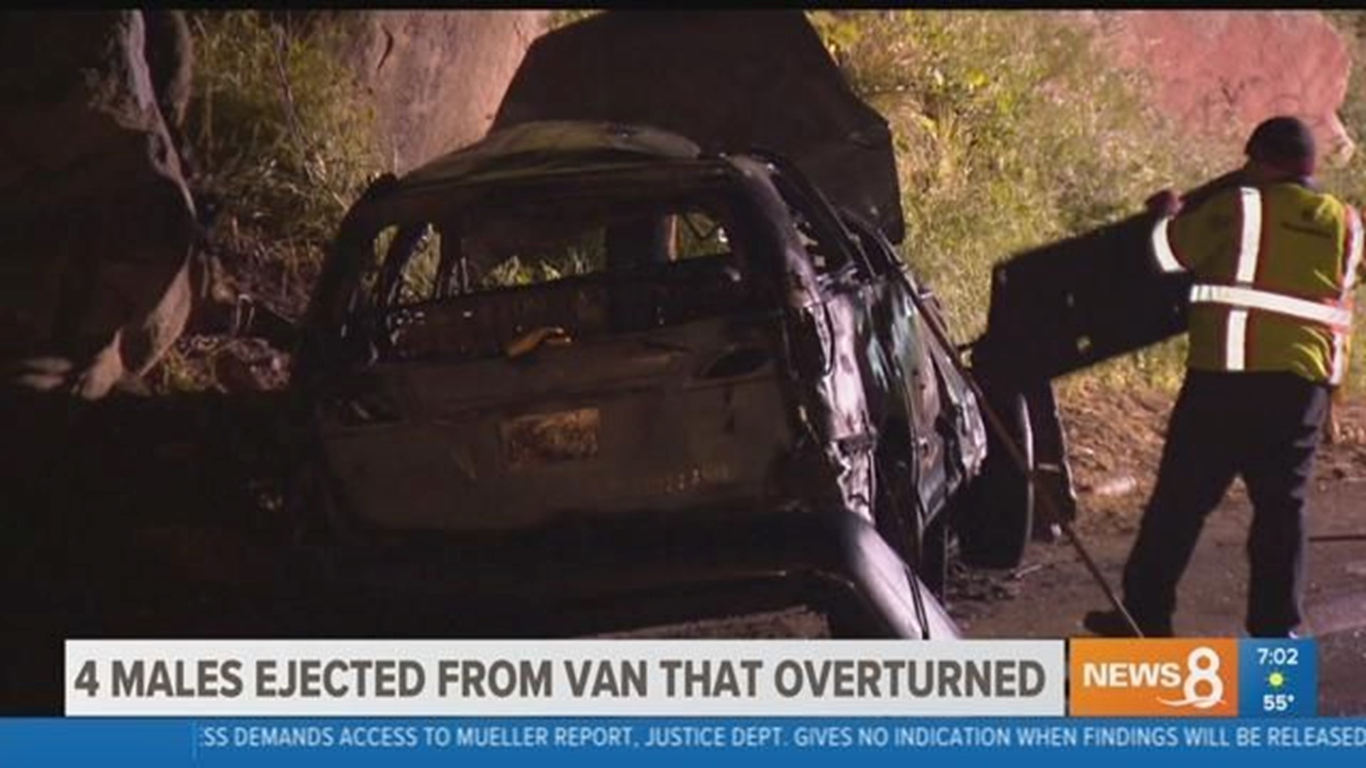 4 thrown from car after fiery crash in El Cajon