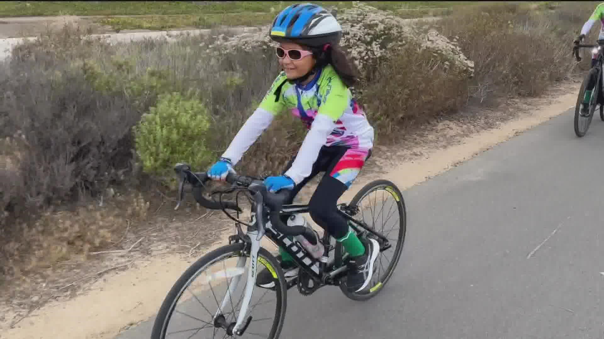 The two girls, Ariana, 11 and Carina, 7, rode 100 miles to mark 100 days of war in Ukraine.