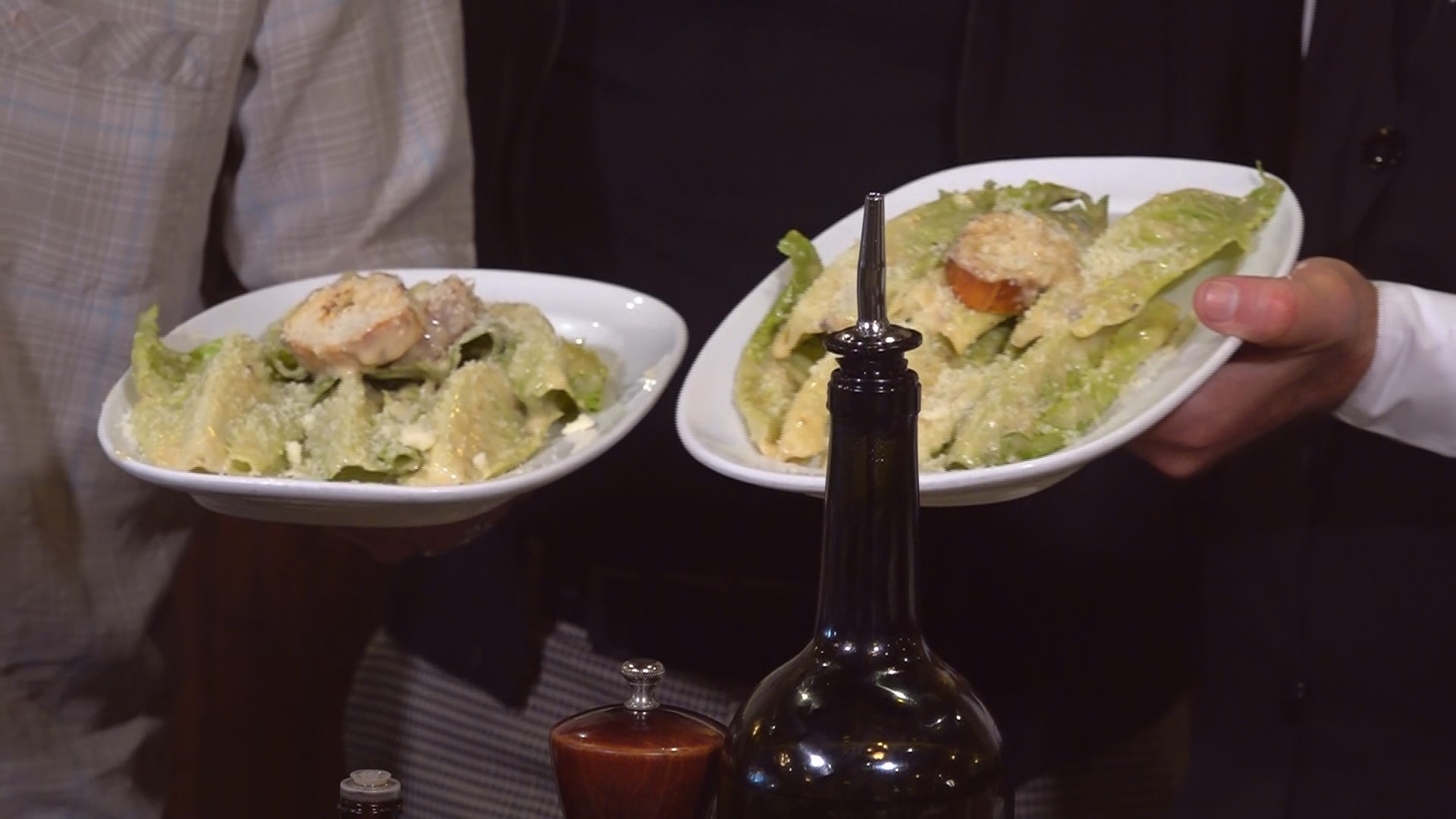 What makes the Caesar Salad so great is the simplicity of the ingredients. I made a Caesar salad with waiter Enrique Montoya with the help of Javier Plascencia.