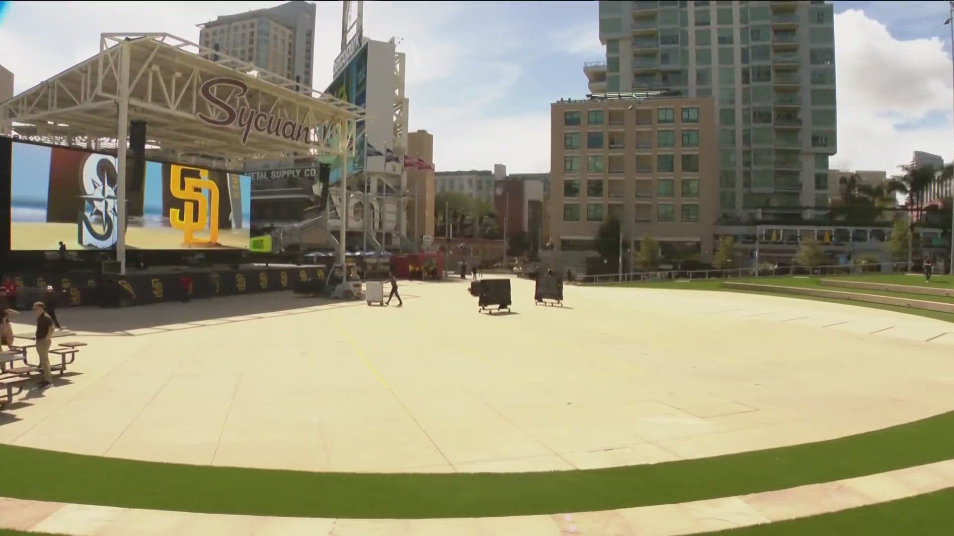 Thousands of San Diego Padres fans are getting their first look at the newly renovated Gallagher Square.