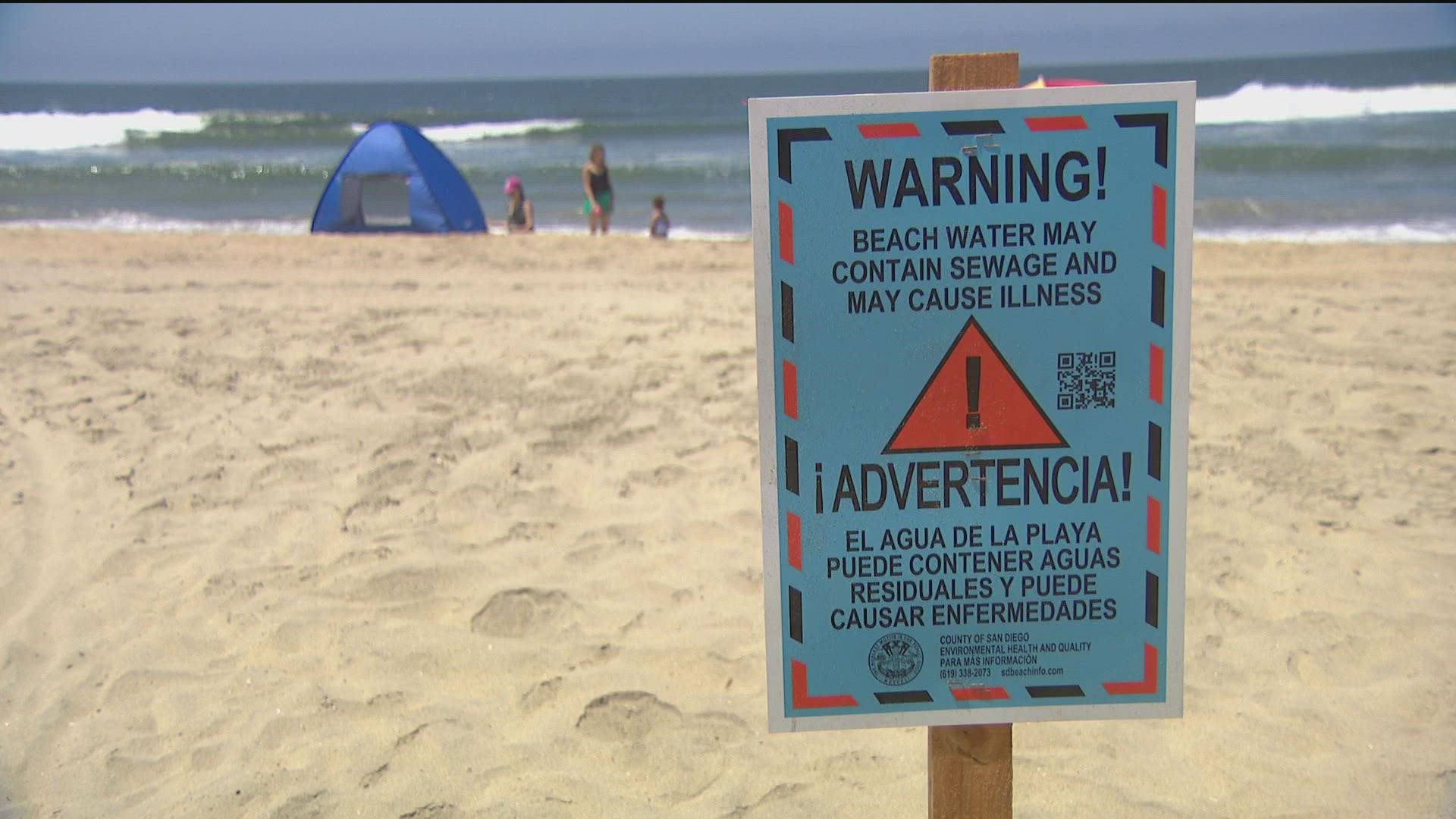 A reported 49 million gallons of sewage pushed north by a new south swell