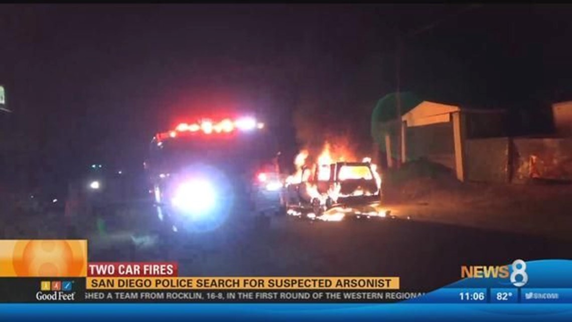 San Diego police search for suspected arsonist after 2 car fires | cbs8.com