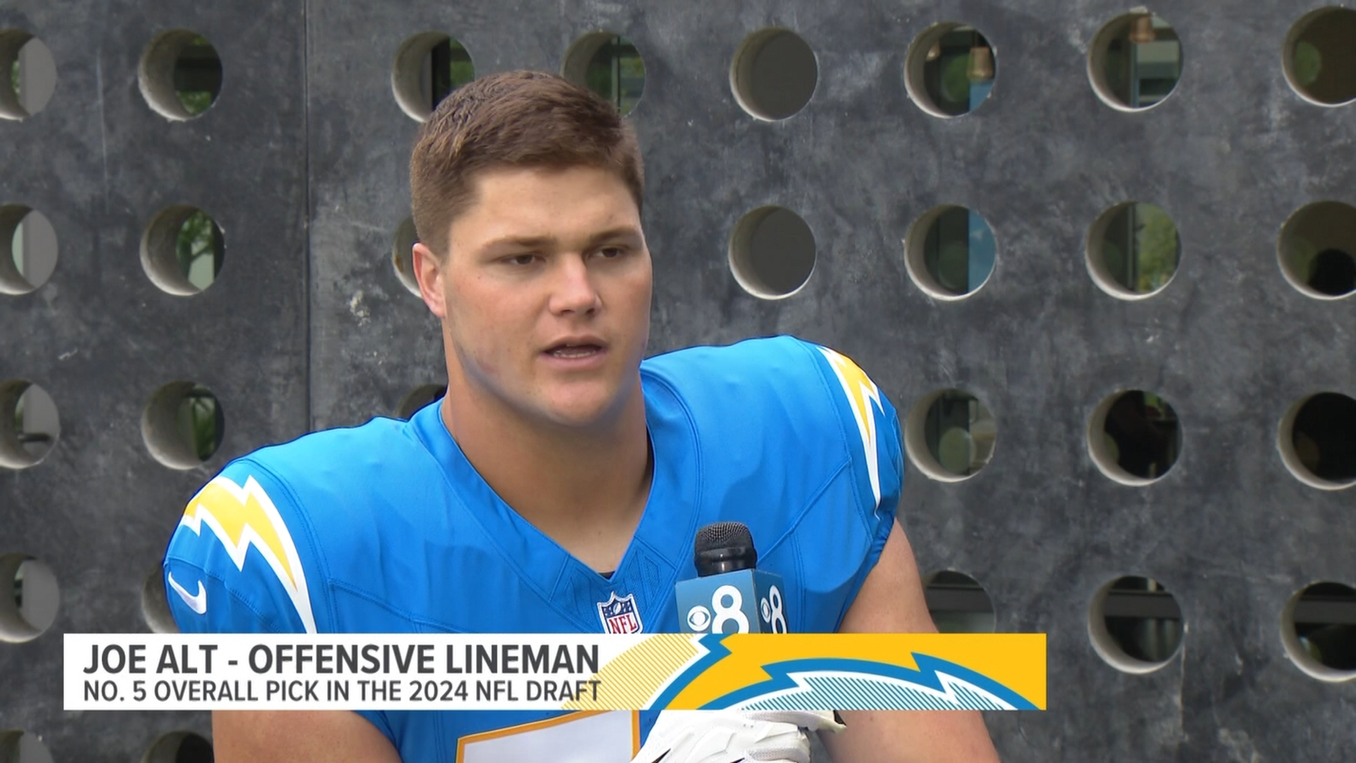 Chargers selected Joe Alt 5th overall in this year's 2024 NFL Draft. The big lineman from Notre Dame is hoping to help solidify the Bolts' offensive line.