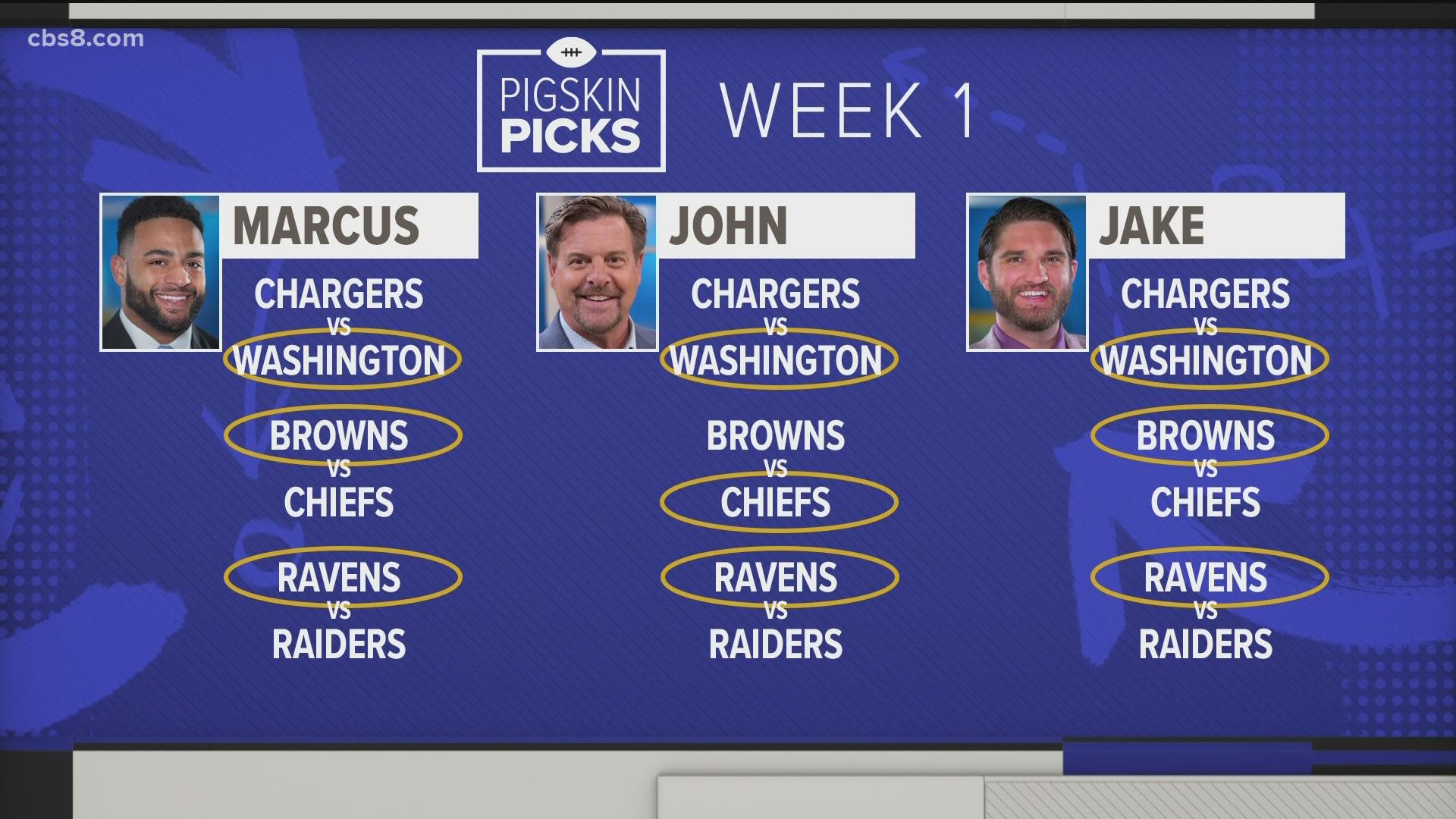 CBS 8 sports anchors share their Pigskin Picks for Week 1