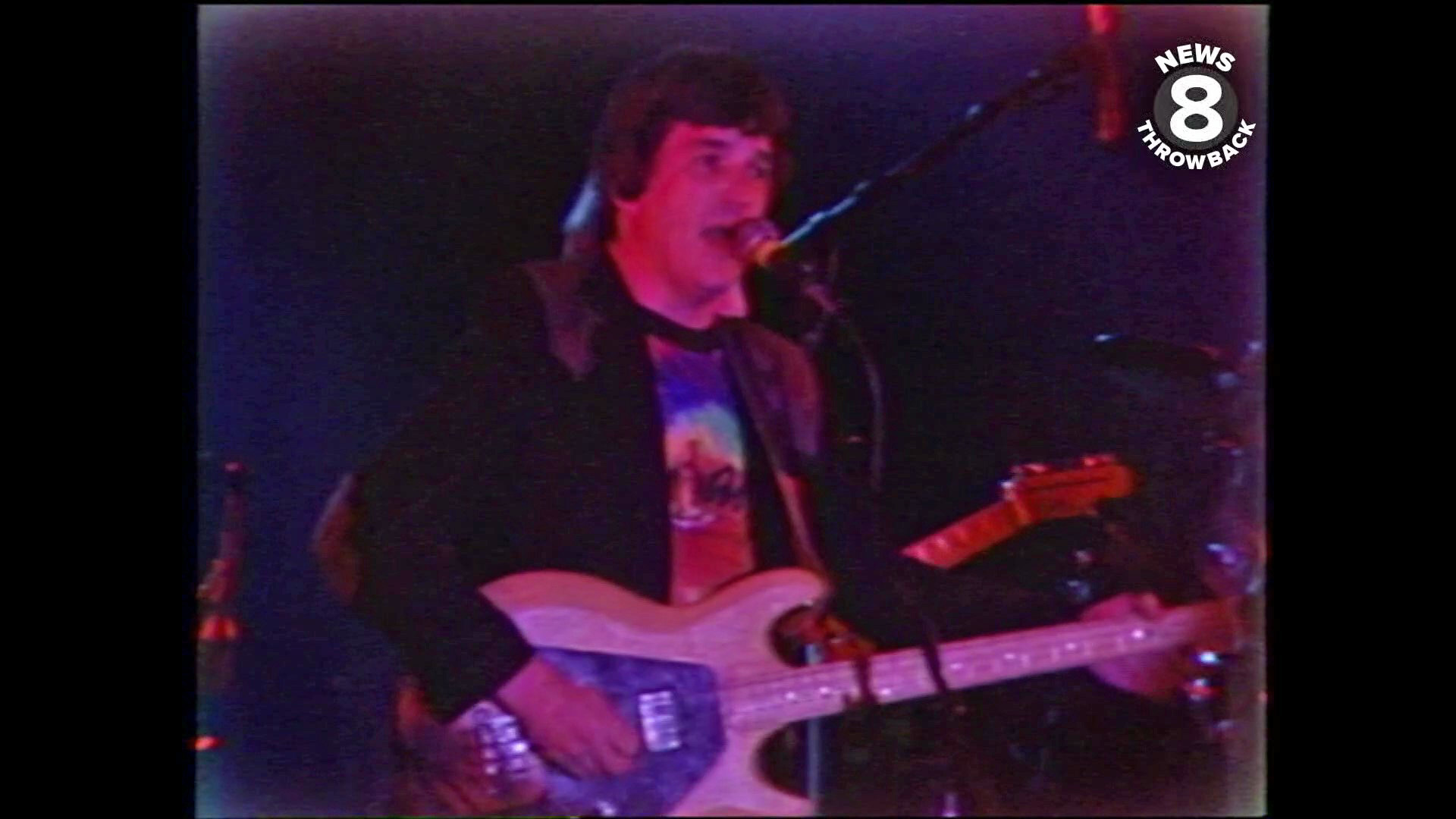 CBS 8 archive footage of The Band in concert at The Bacchanal on September 30, 1986 performing "Going Away, I Won't Be Back Till Fall."