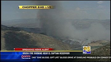 Aerial Attack Quenches Brush Fire Near El Capitan Reservoir Cbs8 Com