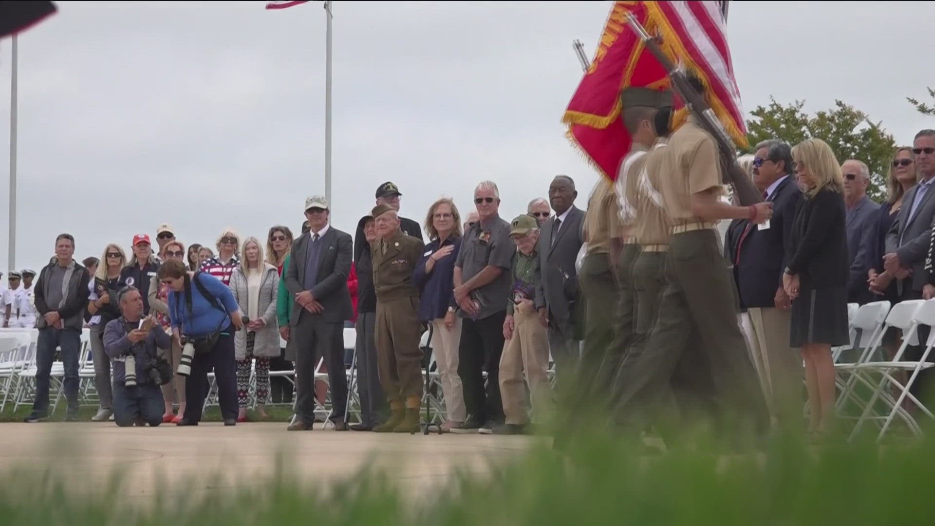 A large crowd gathered during a Memorial Day Ceremony to pay tribute to the men and women who served in the military to keep their memory alive.