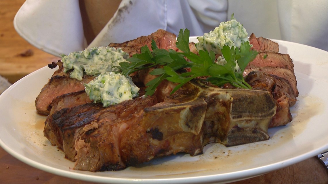 Cooking with Styles | Porter House Steak with Garlic Herb Butter