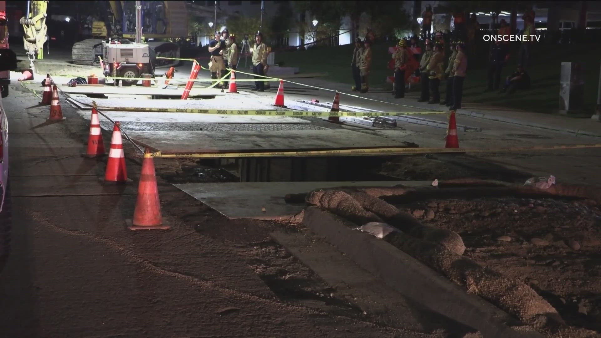 The worker became trapped after a trench collapsed Wednesday morning.