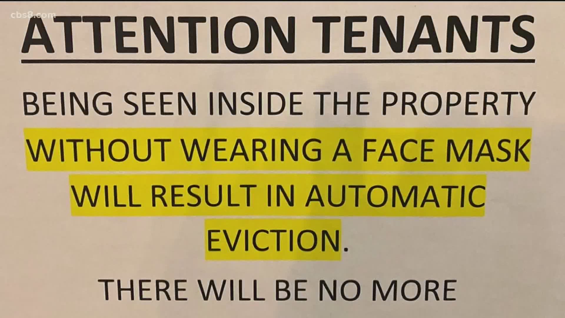 News 8 asked a lawyer if not wearing a mask is grounds to evict someone if there's a ban on evicting tenants right now.