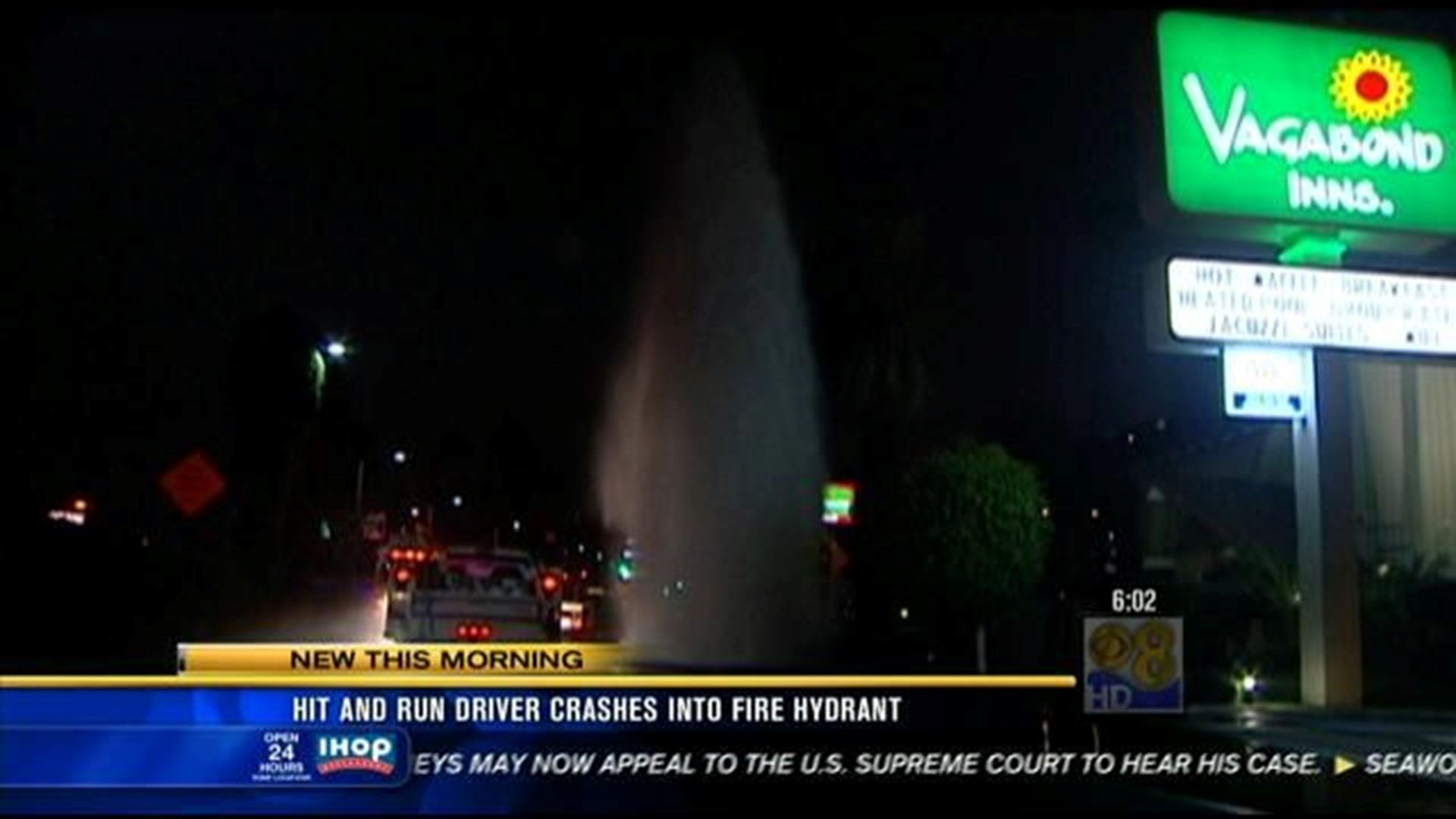 Hit and run driver crashes into fire hydrant