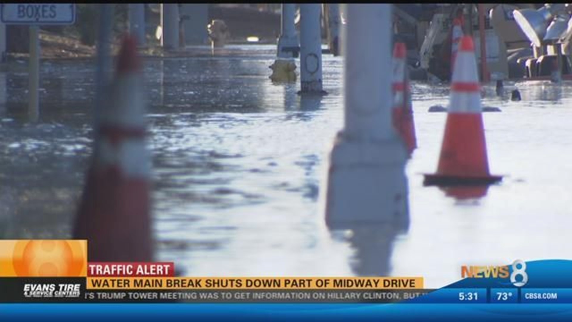Water main break causes flooding, shuts down road in Midway district ...