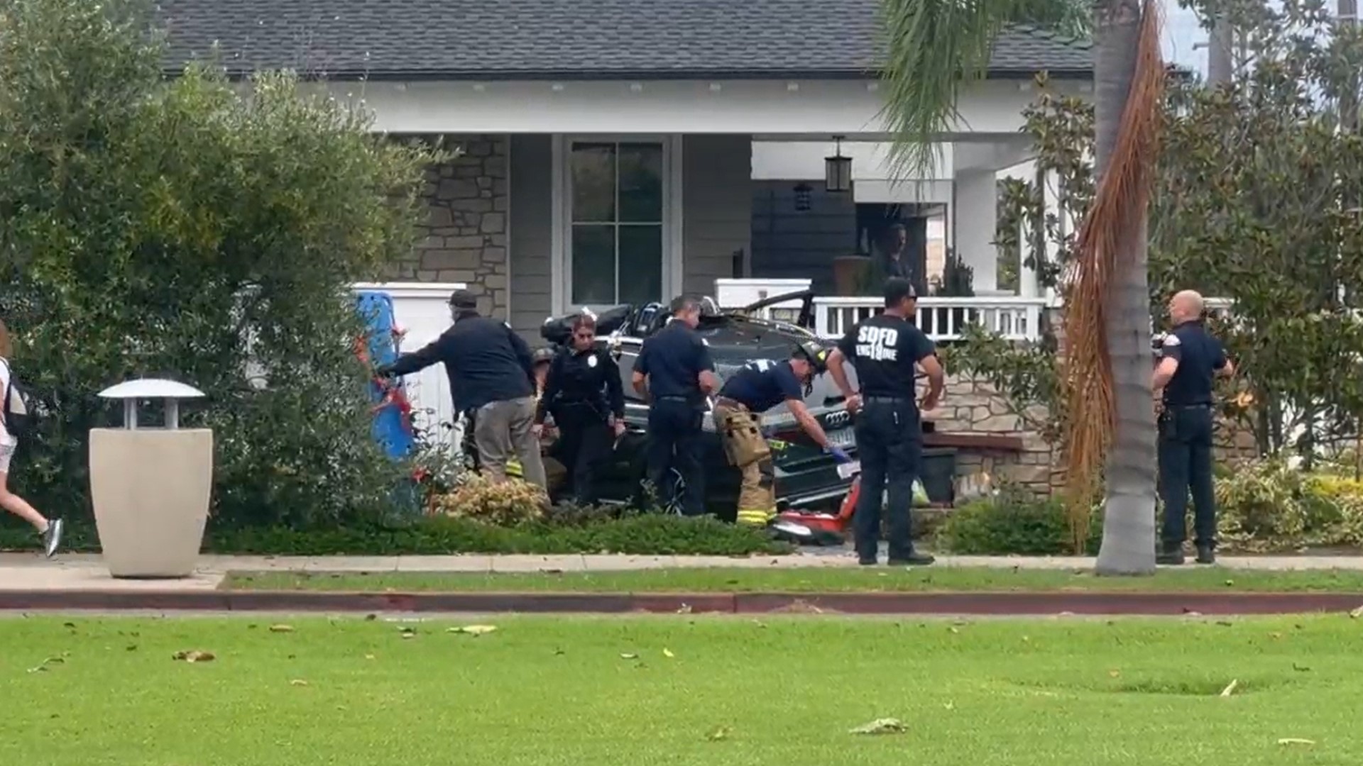 An Audi SUV that crashed into a Coronado home sent at least one person to an area hospital in unknown condition.