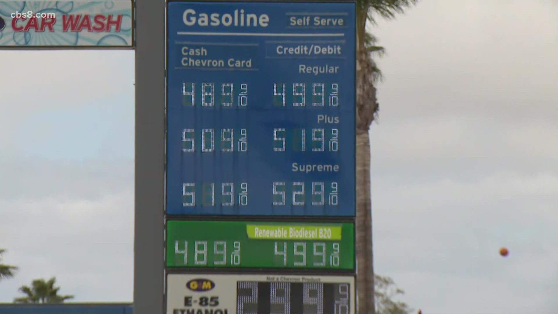 On Monday, the average price of a gallon of self-serve regular gasoline in San Diego hit a record high of  $4.74, one day after a run of 18 increases in 20 days.