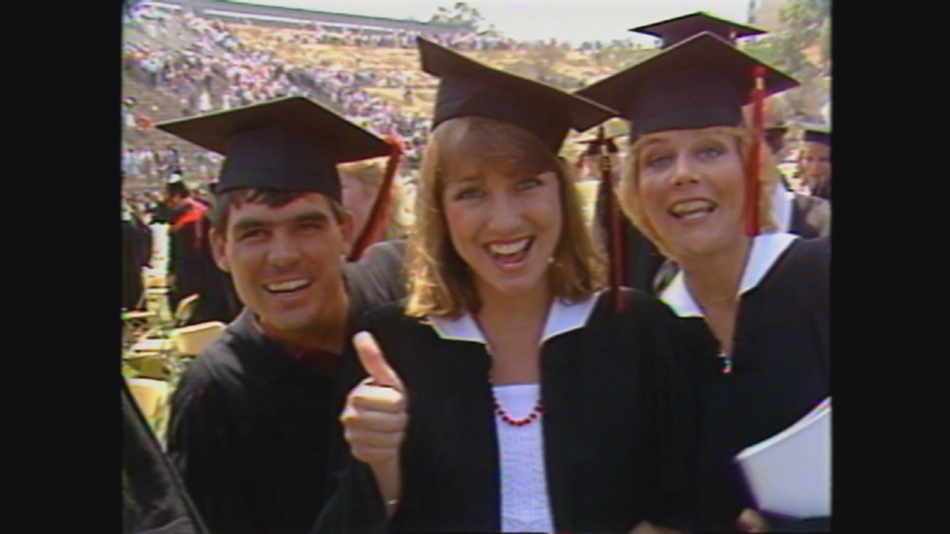 May 20, 1984 SDSU graduation ceremony. Lorraine Kimel and Dana Levin.