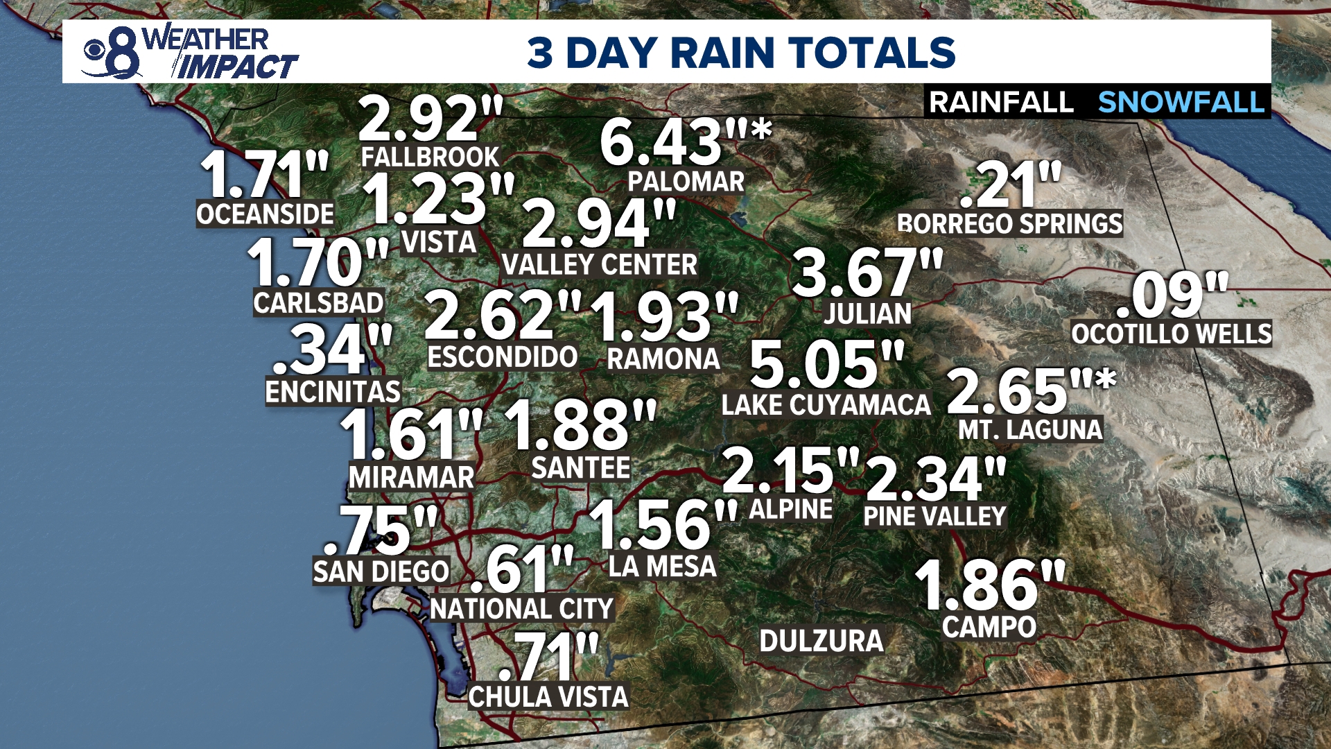 San Diego rain totals | cbs8.com