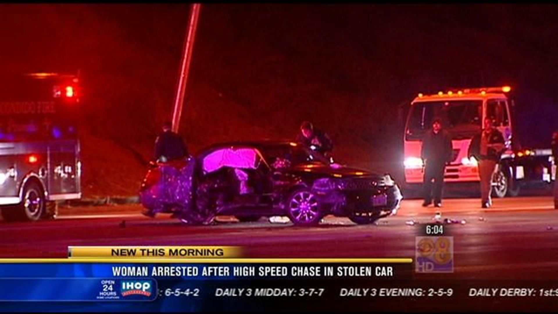 Woman arrested after high-speed chase in stolen car | cbs8.com