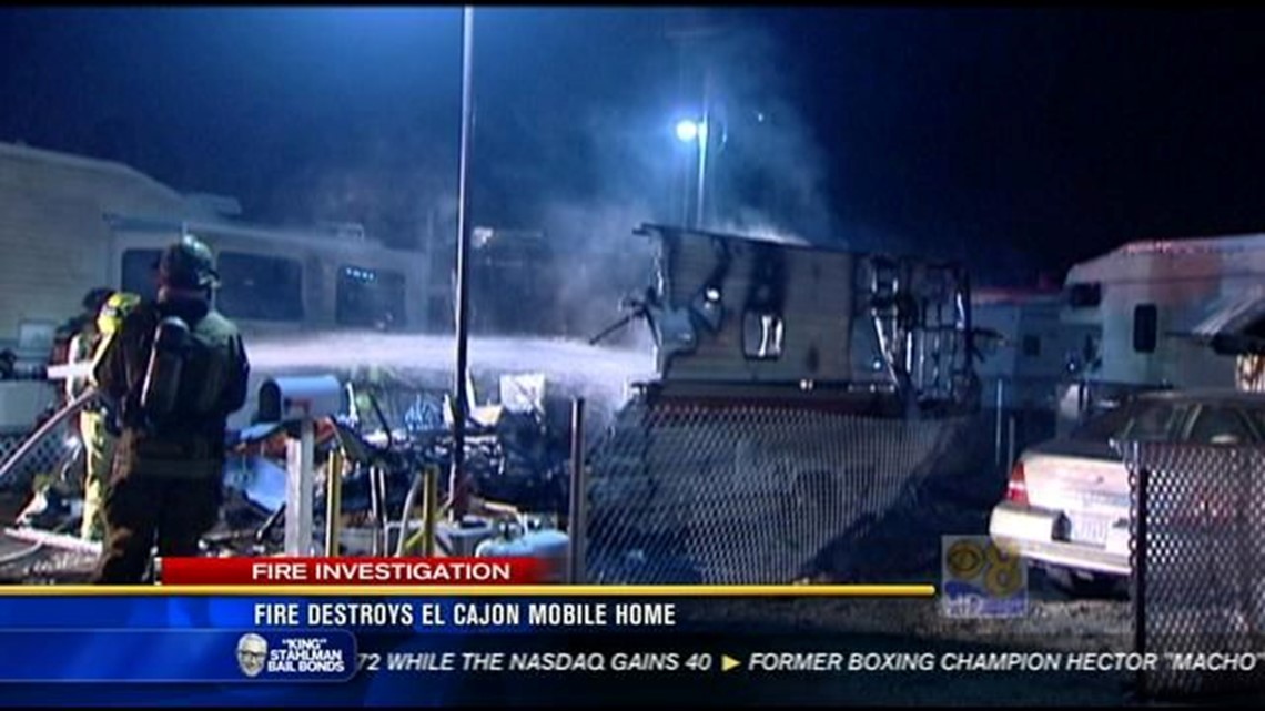 Fire destroys mobile home in El Cajon