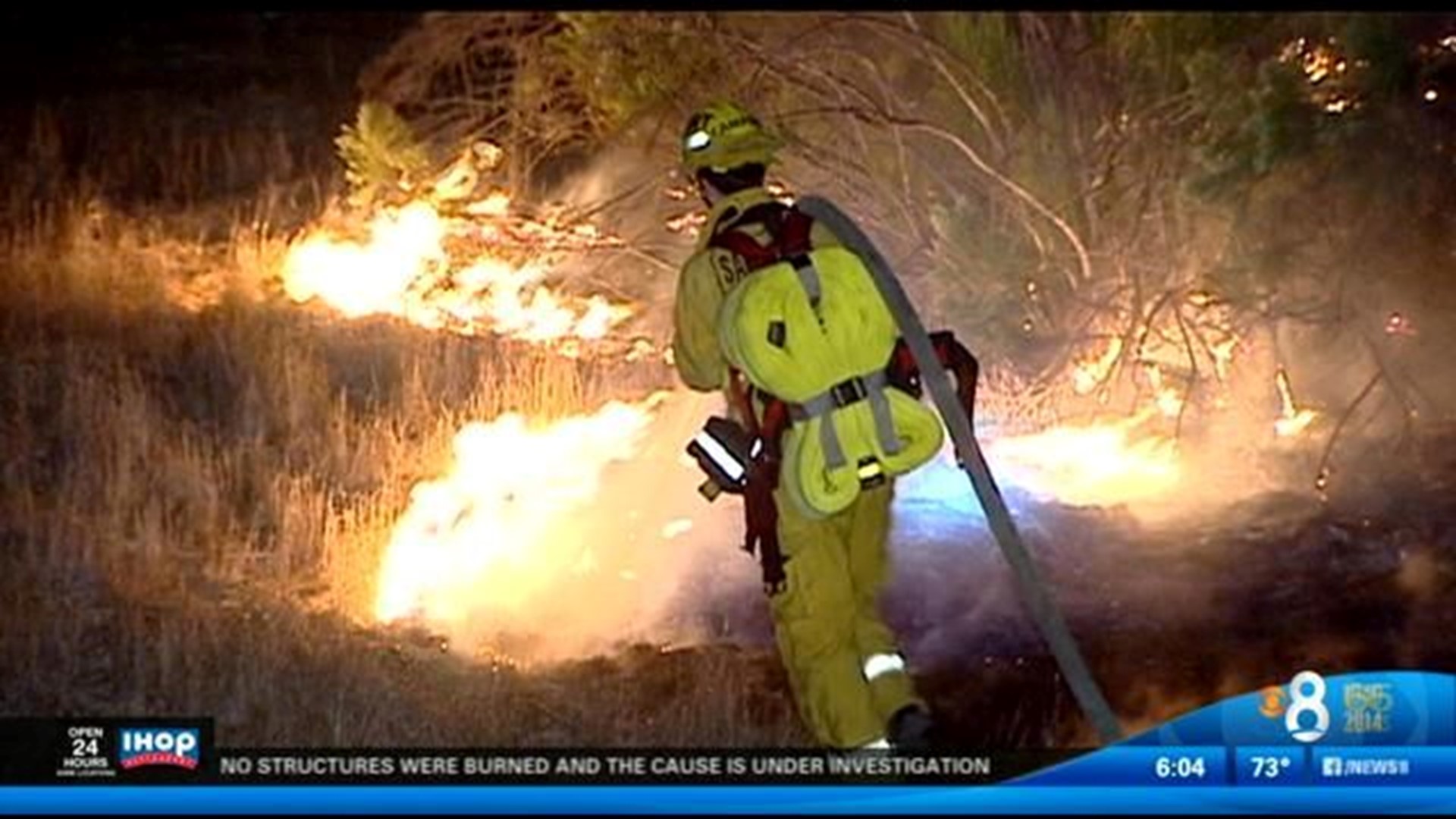 Crews knock down brush fire in Santee | cbs8.com