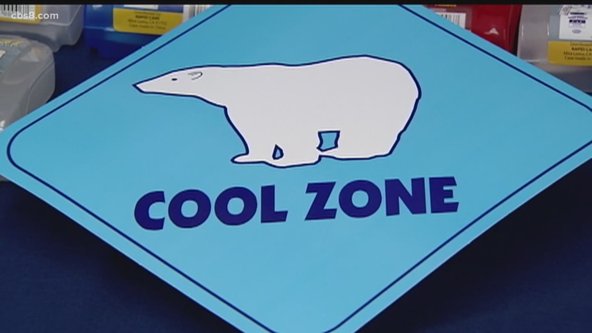 Seven "cool zones" opened at noon Monday in San Diego County to provide relief from high temperatures.