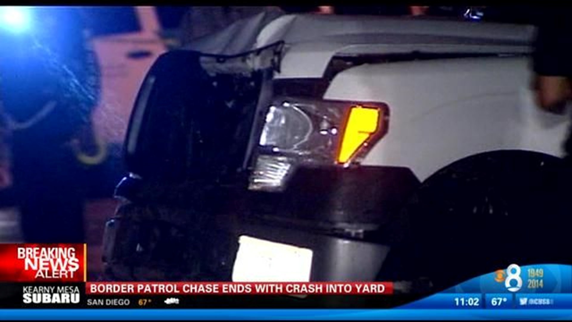 Border Patrol chase ends with crash in El Cajon yard